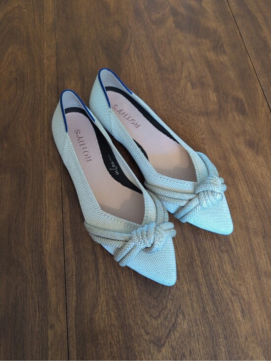 Rothy's Shoes - Rothy's The Knot Point Ecru Bow Metallic Diamond Ballet Flats 6.5 Minimalist